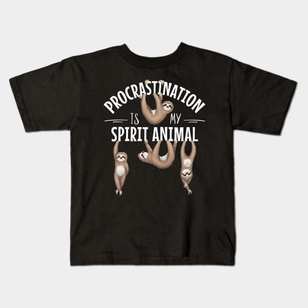 Procrastination Is My Spirit Animal Lazy Sloth Drawing Kids T-Shirt by SkizzenMonster